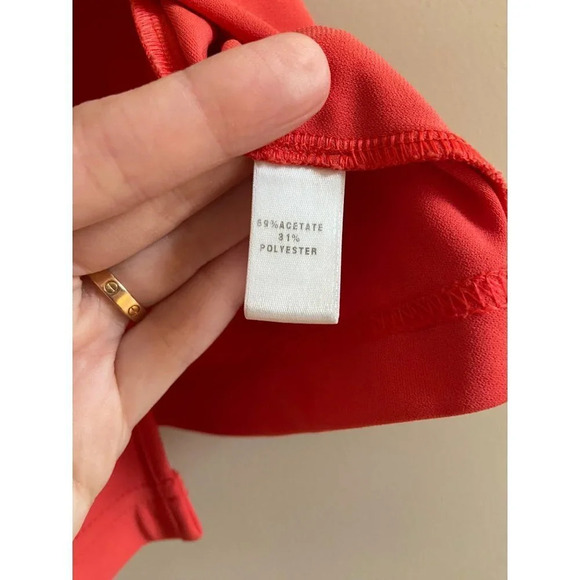 St. John Collection V-Neck Faux Wrap Midi Dress Coral/Orange Size 2 - Picture 9 of 15